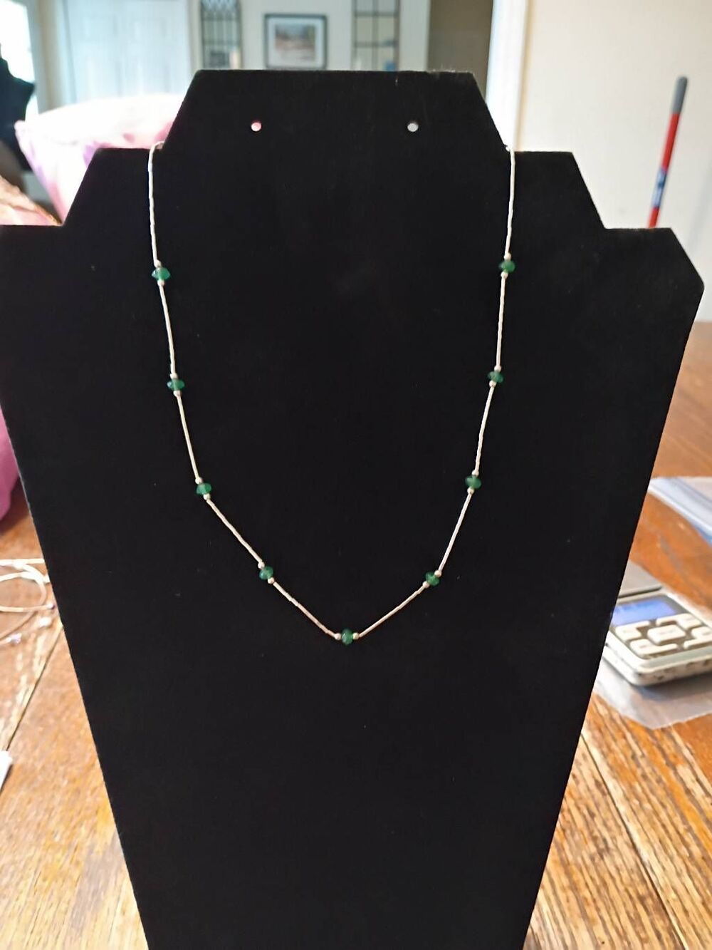 Vintage Estate 925 Sterling Silver Dainty Beaded 15" Necklace Chain Jewelry